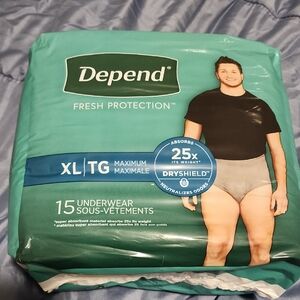 Depends Fresh Protection Men's Underwear - Gray XL